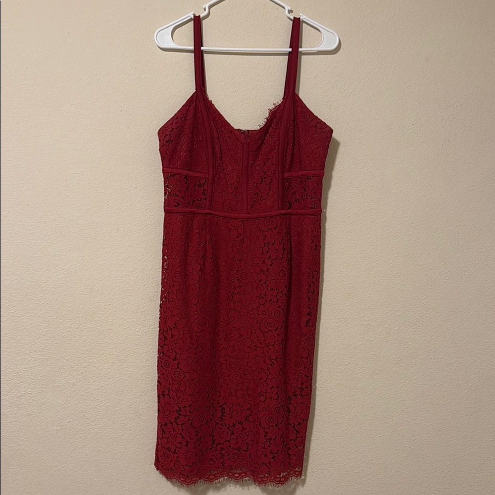 Express Red Sheath Spaghetti Strap Midi Dress